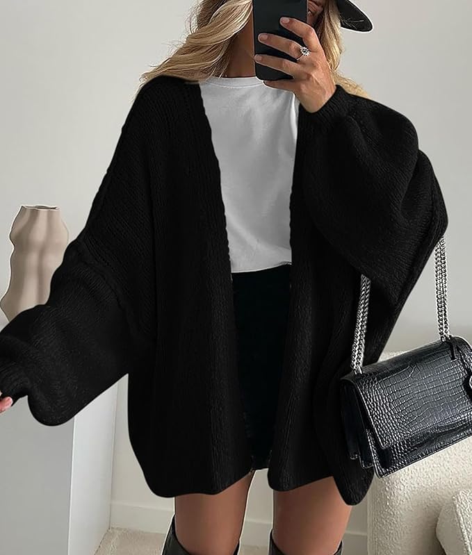 Womens Oversized Cardigan Sweaters Trendy Fall Fashion Long Lantern Sleeve Chunky Knit Loose Sweater Coats3