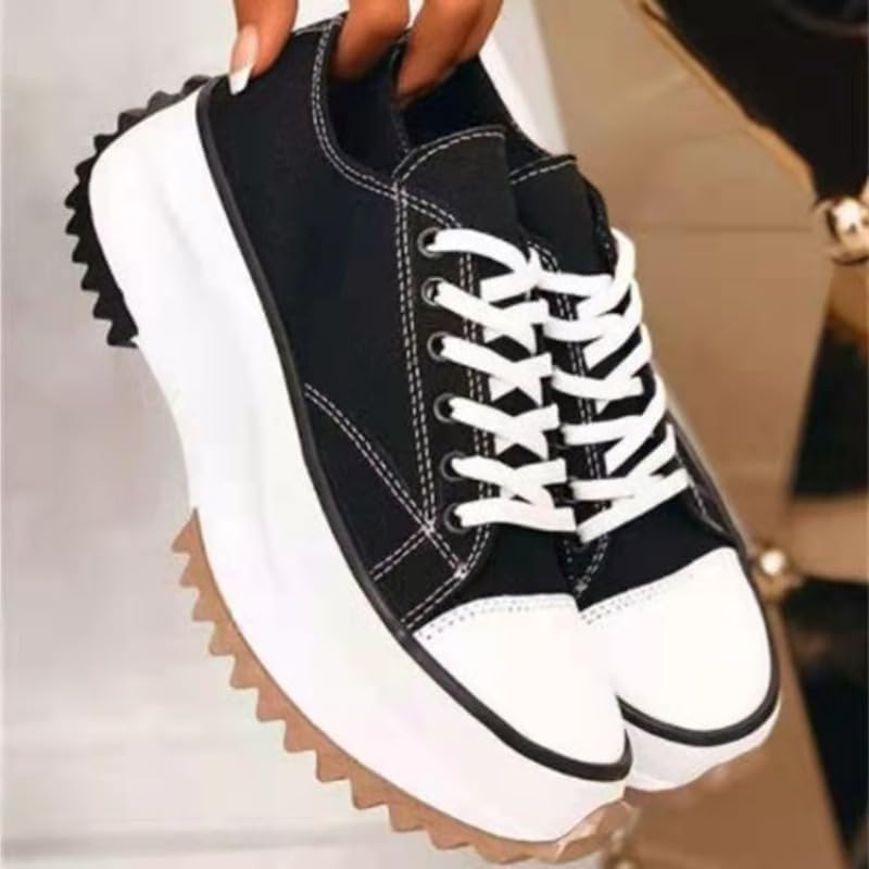 Bomre Montra Digital Terrain Sneakers for Women - Classic Low Top Platform Canvas Shoes, Chunky Loafer Style with Height Increasing Sole2