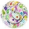 50 calcomanías de memes de gérmenes, lindos dibujos animados, impermeables, de vinilo para botella de agua, portátil, células coloridas, paquete de calcomanías para suministros de fiesta