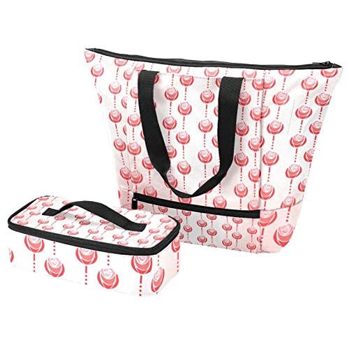 Grand sac fourre-tout rose avec sac isotherme pour garder vos repas au frais au travail
