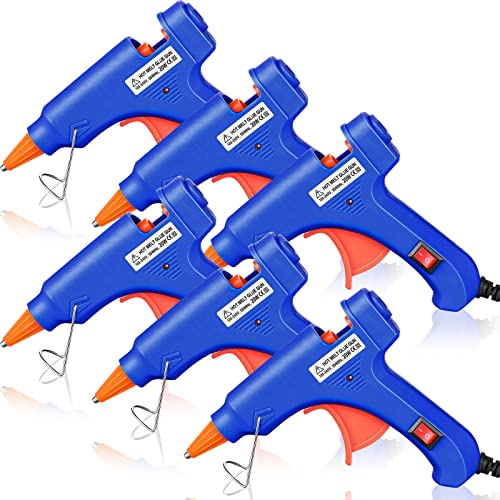 Zhengmy 6 mini pistolas de pegamento para manualidades, pegamento termofusible a baja temperatura con protección contra quemaduras, precalentamiento rápido y gatillo fácil de apretar para la escuela