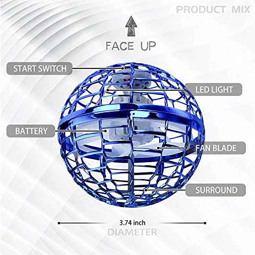 Flying Ball Toy Globe 360°Rotating Hand Controlled Flying Orb Ball Toys Magic Led Lights Controller Mini Drone Flying Toy Boomerang Fly Spinners For Kids Adults Indoor Outdoor (Blue) #TOP5