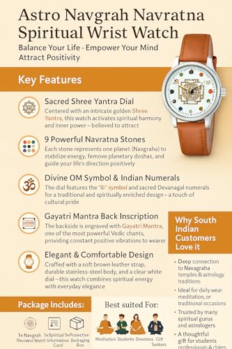 Image of Boys Astro Navagraha Analog Watch for Vastu Dosh Nivaran, Good Luck, Money Flow,Mind Balance and Concentration Your Focus, dial Color -Multicolour, Band Color-Tan