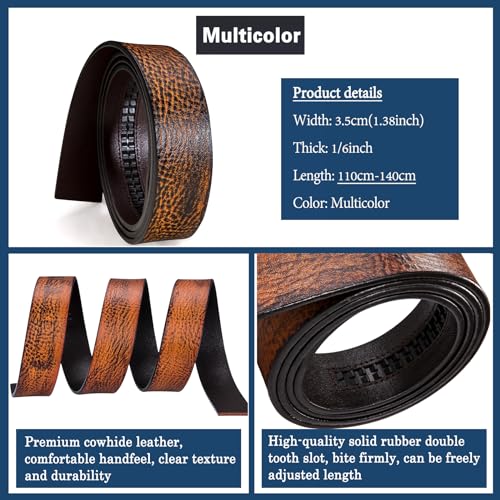 Barry.Wang Mens Ratchet Belt 2 Pack Buckle Gift Set Dress Belts Leather Slide Strap Automatic 1 3/8" Wedding Business3