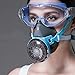 Produktbild WFWPY Helm Vollgesichtsbeatmungsgerät Verstellbare Strap Doppelfilter Atemschutz Profi Aktivkohle für Farbspritz Staub Schutz Geruchsminderung Pestizide Formaldehyd Farblack