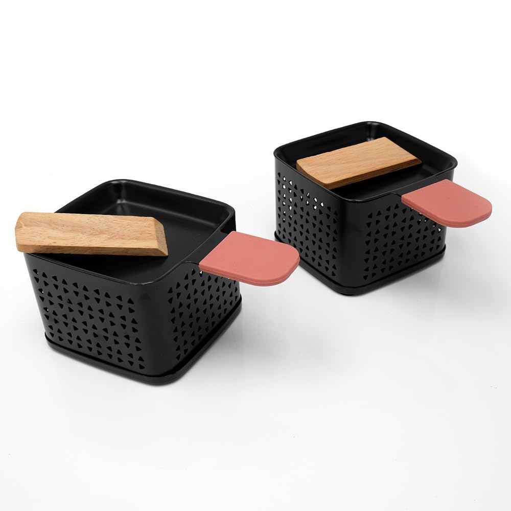 CÉCOA • Cheese’Up Duo • Lot de 2 • Raclette à la Bougie • Sans Électricité • Poêlons Antiadhésifs & Spatules en Bois • Facile à Transporter & Nettoyer • Idéal pour Amateurs de Fromage