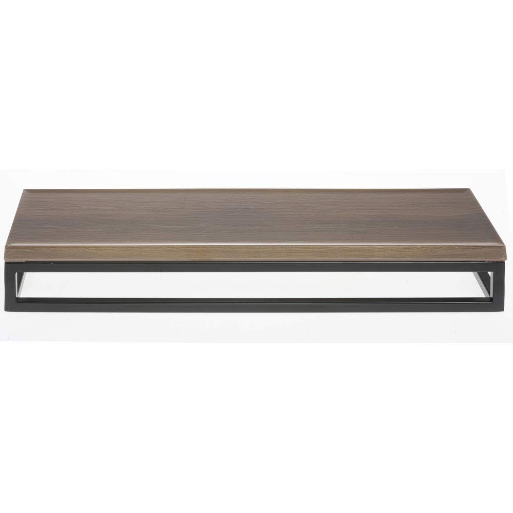 HUBERT Black Display Riser with Acacia Top - 3 1/5" H