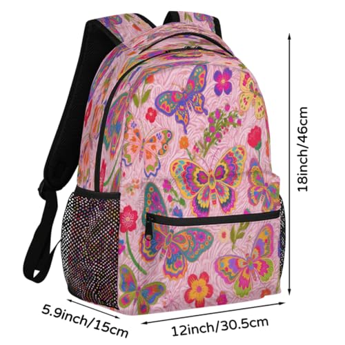 Mochila escolar de mariposas para ordenador portátil de 15.6 pulgadas de estudiantes y adolescentes 2