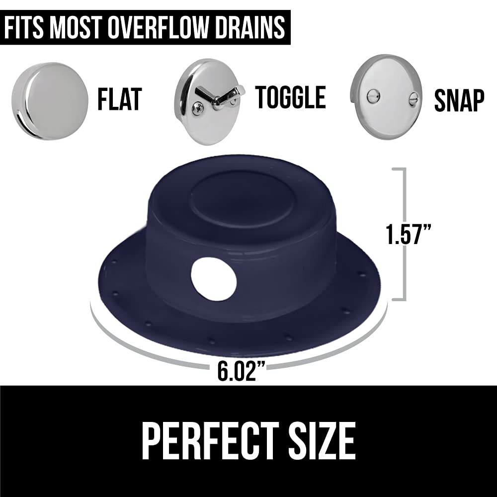 Amazon.com: Gorilla Grip Bathtub Overflow Drain Cover, Adds Inches of Water  for Deeper Warmer Bath, Suction Cup Seal, Plug Stopper Covers for Tub Drain,  Bathroom Spa Accessories, Large 6 Inch Diameter, Navy :
