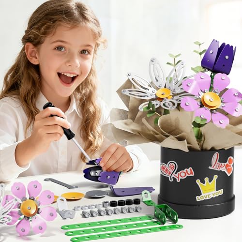 Novaluki Metal Flower Bouquet Kit, Flowers Garden Building Set Toys