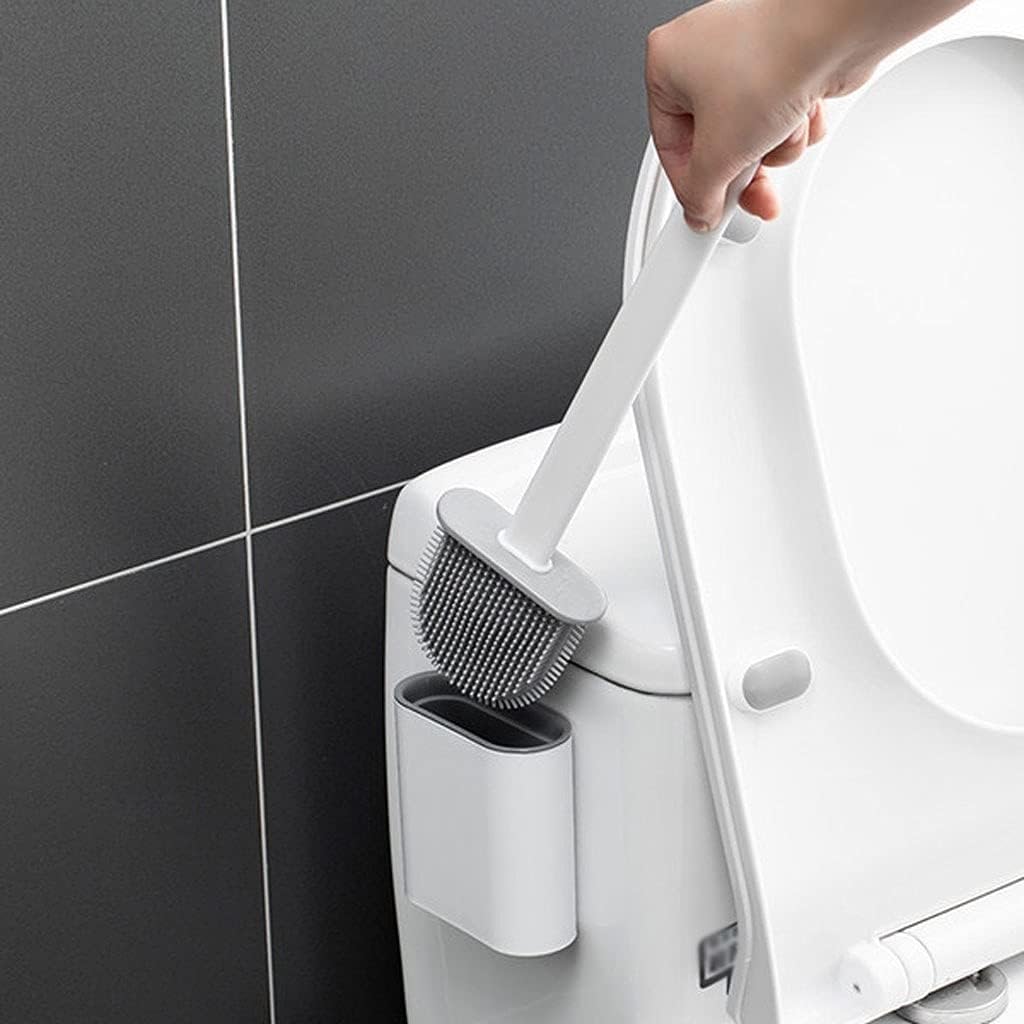 Toilet Brush Holder Wall-mounted Silicone Toilet Brush with Stand Simple Design Toilet Brush Household Bathroom Crevice Brush Cleaning Kit Toilet Brush Toilet Brush Holders