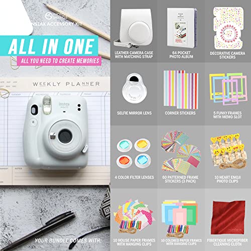 Xpix Kit de acessórios para câmera Fujifilm Instax Mini 11, proteja + desenhe sua câmera com acessór