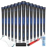 CHAMPKEY Premium Rubber Golf Grips 13 Pack | High Traction and Feedback Rubber Golf Club Grips | Choose Between 13 Grips with 15 Tapse and 13 Grips with All Kits(Black/Blue(All Kits),Midsize)