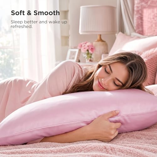 Image of Bedsure Satin Pillowcase with Zipper,King Pillow Cases Set of 2
