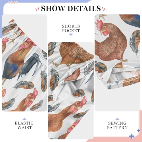 ZZXXB Rooster Feather Boys Long Pants Soft Trousers Elastic Waist Kids Lounge Bottoms with Pockets S-XL4