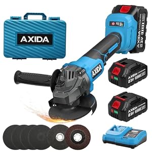 Cordless Angle Grinder with 2X 4.0Ah Batteries, 4-1/2 Inch 21V Battery Grinder,Brushless Grinders 11000 RPM, Adjustable 3-speed for Metal Cutting, Grinding, Polishing, Rust Removal