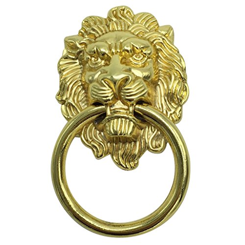 Homyl 2x Puxador de Cabeça de Leão Puxador Porta Cabine Gaveta Decoração de Móveis Dourado, S