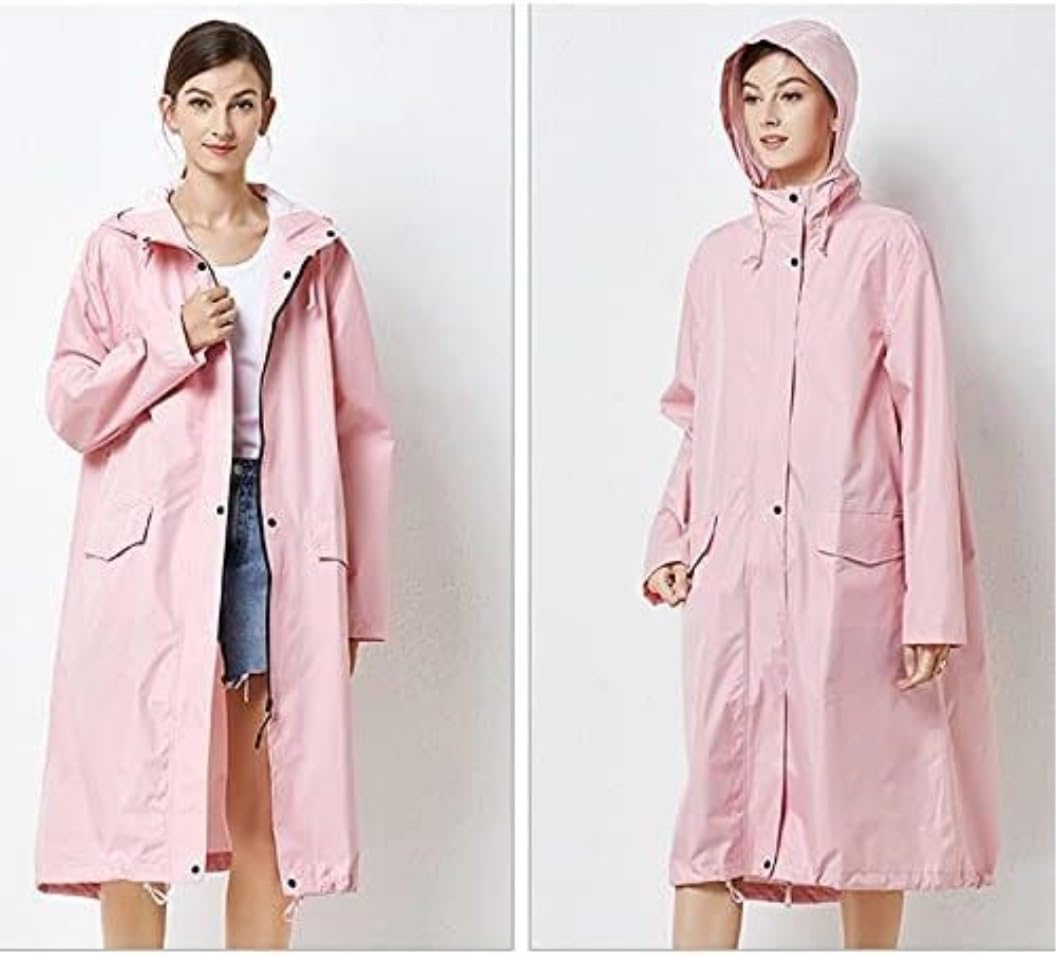 Chubasquero Cortavientos Color Sólido Impermeable Viajes Al Aire Libre Adultos Hombres Y Mujeres Parejas Ponchos De Lluvia Impermeables(Pink,XL)