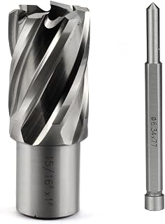 Annular Cutter JESTUOUS 15/16 Inch Cutting Diameter 3/4 Weldon Shank 1 Cutting Depth with Pilot Pin Slugger Bits HSS Kit for Magnetic Drill Press,1 Piece