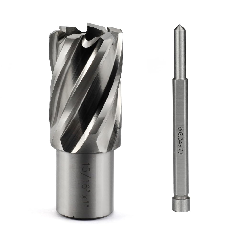 Annular Cutter JESTUOUS 15/16 Inch Cut Dia 3/4 Weldon Shank 1 Cut Depth