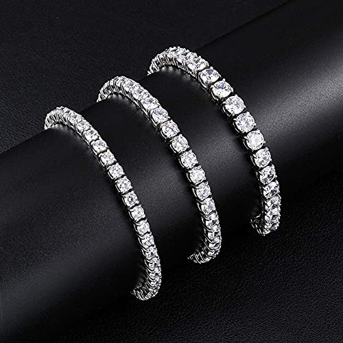 Mdfun 14K White Gold Plated 4.0 Cubic Zirconia Tennis Bracelet For Women And Men（7.5" Tennis Bracelet） #TOP2