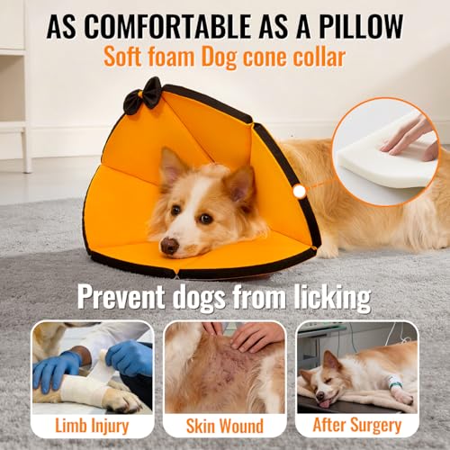 Image of MAXFUT Soft Dog Cone Collar,Foam Cone for Dogs to Stop Licking After Surgery,Non Inflatable Dog Donut Cone (Grey, XS)