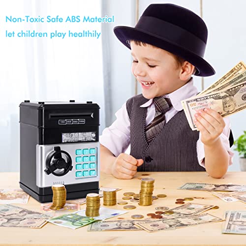 Littlestar Piggy Banks For Boys And Girls Cash Coin Can Atm Bank Electronic Coin Money Bank For Kids (Black) #TOP4