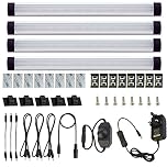 AlBOO Under Cabinet Kitchen Lights Wired LED 6000K Dimmable,28cm Under Cupboard Kitchen Lights 12V Plug in with Mains,Ultra Thin Fixture Under Couter Lights Display Lights for Cabinet Cupboard 4 Pack
