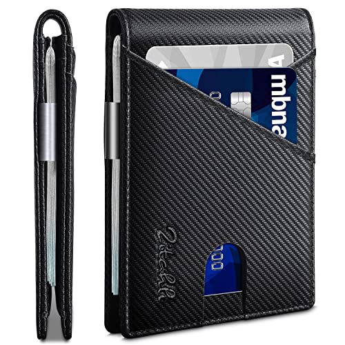 Image of Zitahli Slim Wallet for Men,RFID Blocking Leather Bifold with Money Clip | Minimalist Front Pocket Design, Holds 12 Cards, RFID Protection, Gifts for Men on Birthdays, Father's Day, and Christmas