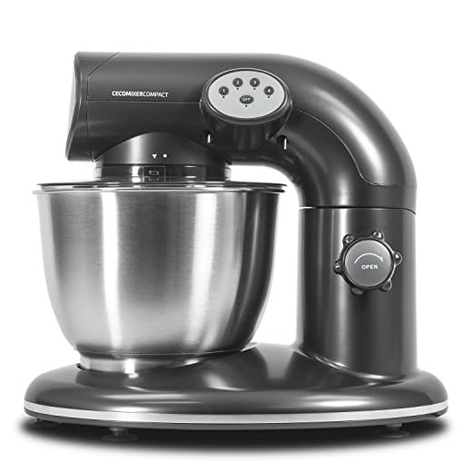 Cecotec - Batidora Amasadora Cecomixer Compact , Movimiento Planetario, Bol de Acero de 5,6 L, Gran Potencia, 1000 W, Negro/Plata