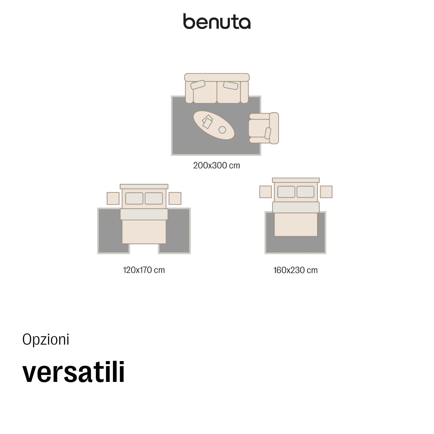 benuta Pop Tappeto cotone Tom - Crema 70x120 cm - Tessuto a mano per camera da letto, salotto, soggiorno - Riciclato - Adatto al riscaldamento a pavimento