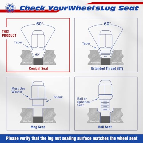 Image of M12x1.5 Wheel Lug Nuts Set,20pcs Stainless Steel Extended Tuner Nuts，50mm Length 19mm Hex，Conical Seat Fits The Honda Civic,Jeep Compass, Honda Accord, Chevy Malibu,Ford Escape