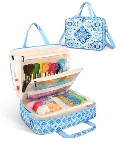 Telawsfun Sewing Supply Storage Bag with Removable Binder, Large Capacity