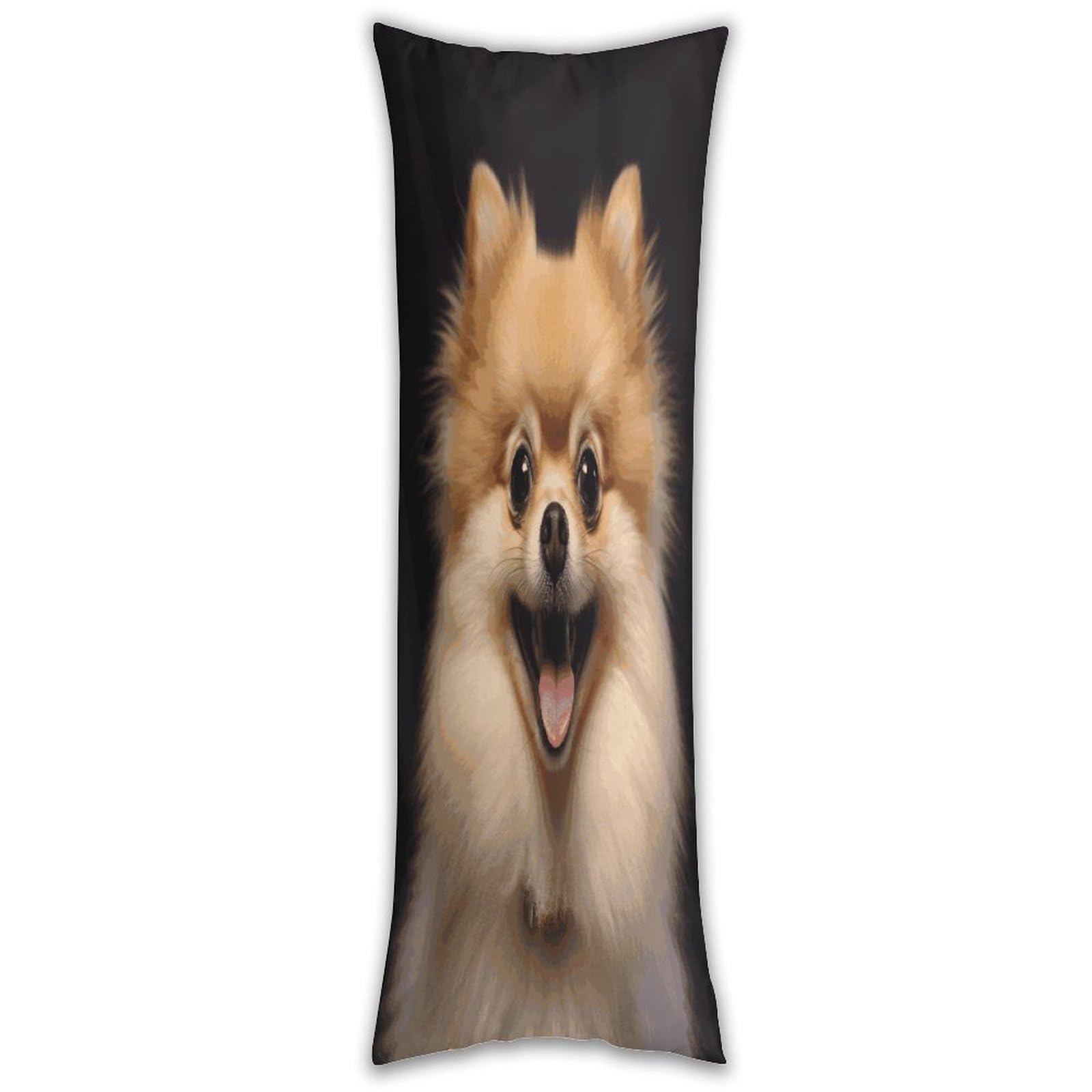 Happy Short Haired Pomeranian Pillow Cases Breathable Vertical Long Pillowcase Body Pillowcase with Hidden Zipper Closure Soft and Cozy Pillow Cover 20x54 Inches for Bedroom Couch