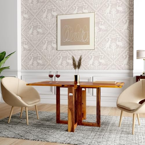 Solid sheesham Wood Foldable Dining Table Compact Design Table fo...