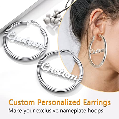 Image of Stainless Steel Chunky Hoop Earrings For Women, Minimalist and Chic, Black /Gold Plated, Round Hoops Earrings Hypoallergenic, Size: 30mm /40mm /60mm /80mm, Come with Box
