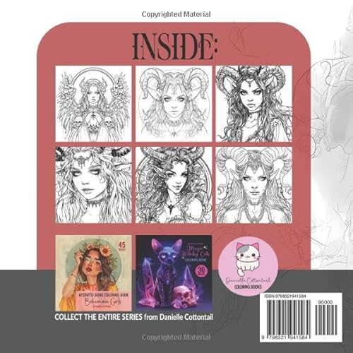 Independently Published Cottontail, Danielle Gothic Beauties Coloring Book For Adults: 52 Detailed Images Of Beautifull Creepy Dark Demon Girls And Women thumb #1