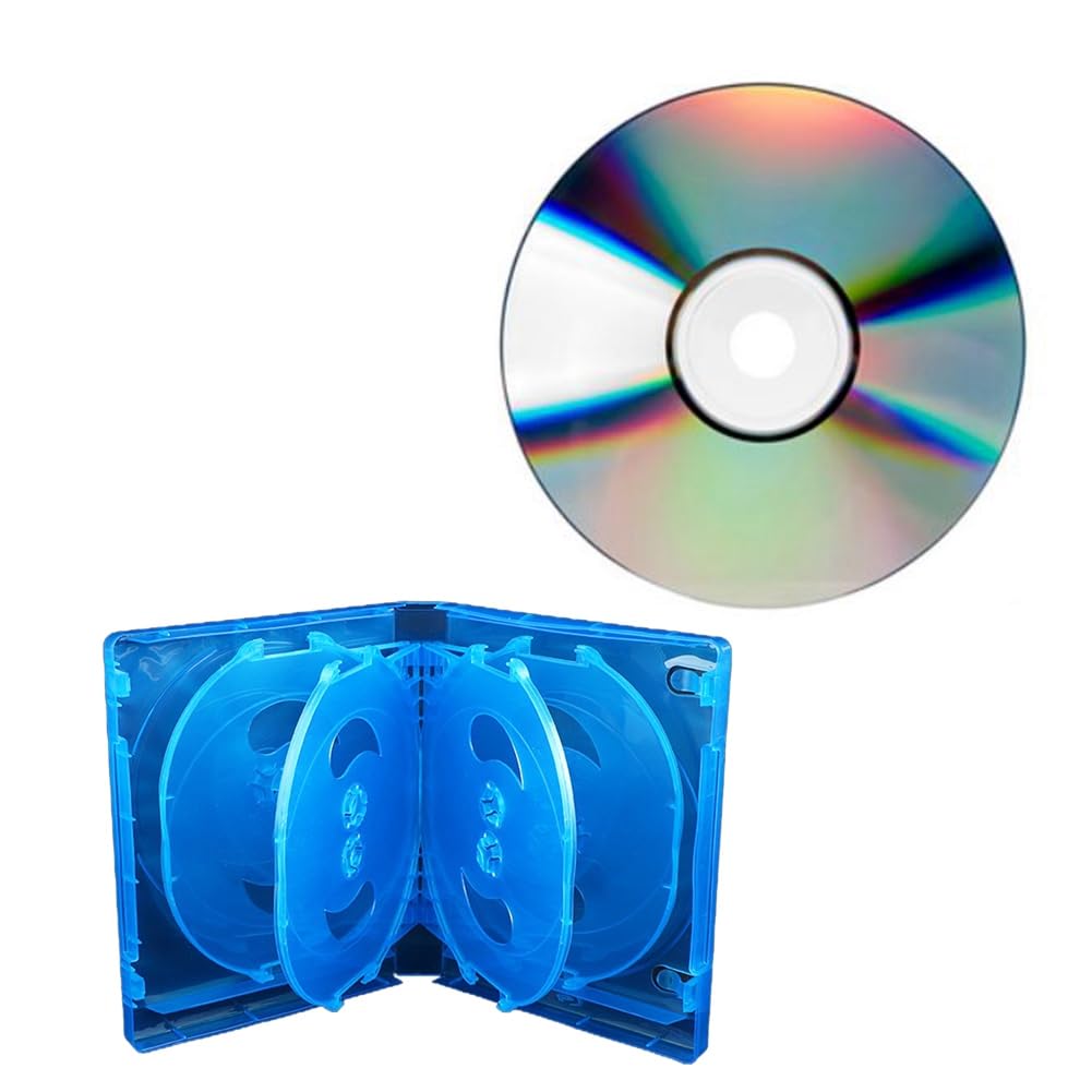 Caja de almacenamiento para CD, paquete de 10 unidades, de plástico, de doble cara, para coche, funda gruesa para DVD, fácil de instalar, fácil de usar, color azul