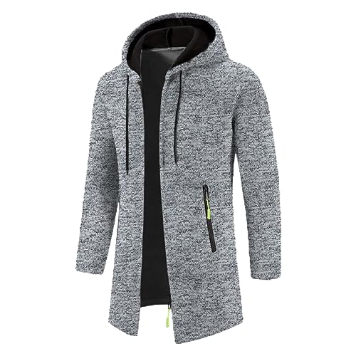 Genérico Sudaderas Hombres con Capucha Chaqueta Invierno Punto Sudadera Negra Abrigo Cremallera Chaqueta Deportiva Jersey Manga Larga Ajuste Chándales Longitud Media para Blusas