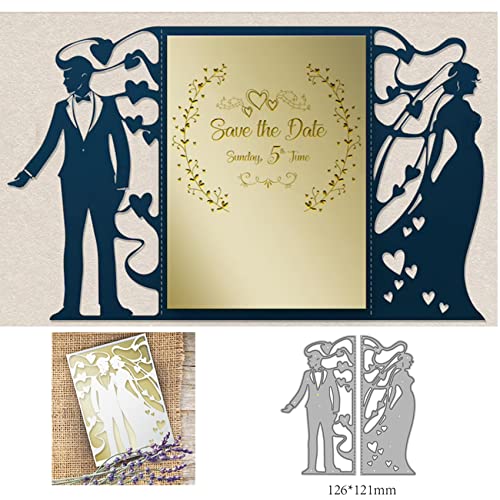 Lace Heart Wedding Metal Die Cuts for Card Making,Bride Groom Wedding Card Cutting Dies Cut Stencils DIY Scrapbooking Album Decorative Embossing Paper Card Art Craft - Image 4