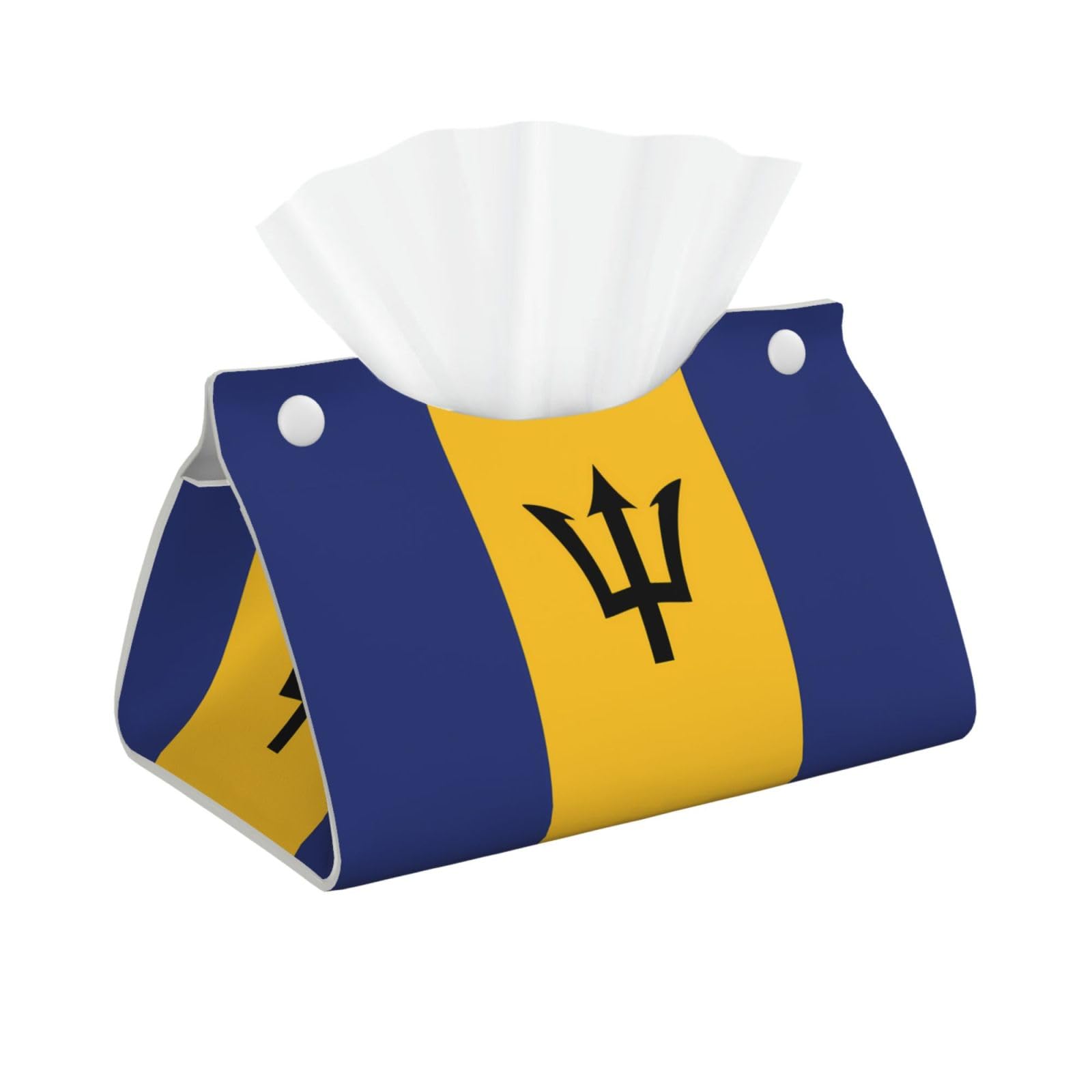 Flag of Barbados Rectangular Leather Tissue Box Cover, Folding Facial Tissue Holder Dispenser for Car