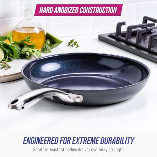 Image of Blue Diamond Cookware Hard Anodized Ceramic Nonstick, 10 inch Frying Pan Skillet, PFAS-Free, Dishwasher Safe, Oven Safe, Grey