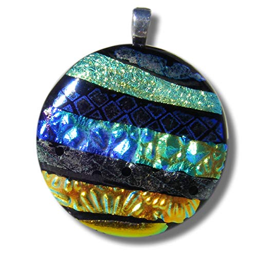 Feel good gold pendentif en verre dichroïque texturé à motifs