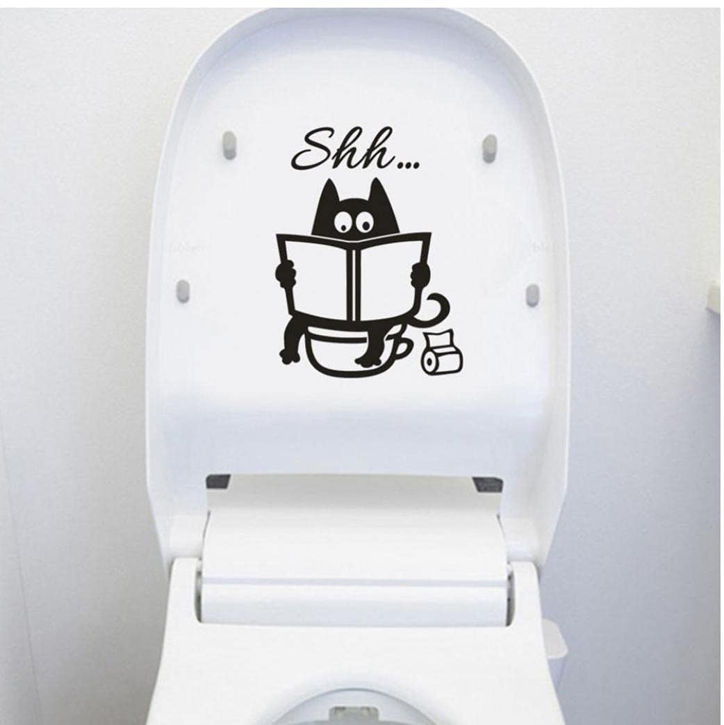 Onsinic Cat Toilet Stickers Bathroom Door Toilet Seat Decorative Decal Removable Vinyl Mural Art Decor Poster
