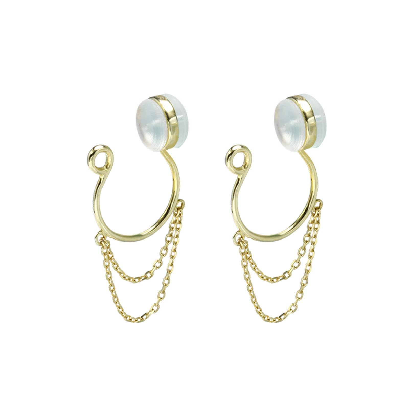 KnSam Pendientes de oro amarillo de 18 quilates, joyas de oro auténtico, clip de oreja, Au 750, pendientes boho para mujer, oro, Oro amarillo de 18 quilates, Sin circonita