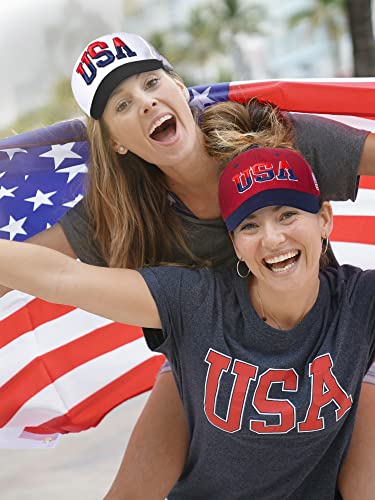 Image of 4Pcs USA Hats for Men Patriotic Hat Embroidered American Flag Baseball Cap | Classic USA Hat & USA Cap Set | 100% Cotton | American Flag Hats for Men Women | Adjustable Baseball Cap for Daily Wear