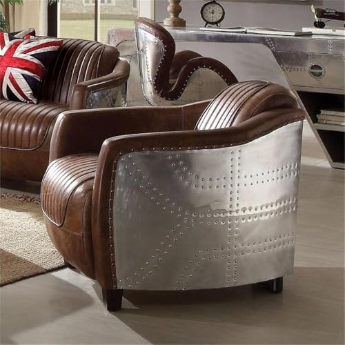 Sillón Plegable Cuero Marrón miniatura 2