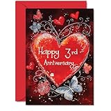 bellissimo biglietto di auguri per il 3° anniversario di matrimonio, per donne, uomini, donne, uomini, cuore, elegante, per marito, moglie, fidanzato, fidanzata, formato a5, splendido biglietto di