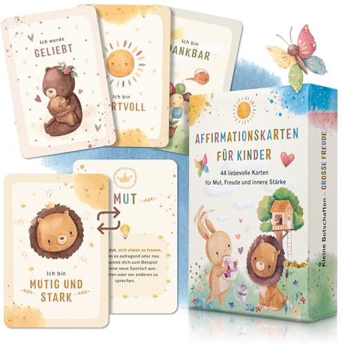 EULENTALER® Affirmationskarten für Kinder I Von Pädagogen gestaltet I 44 liebevoll handgemalte Achtsamkeitskarten für Selbstbewusstsein, Mut und Lebensfreude – mit Übungen & Erklärbuch