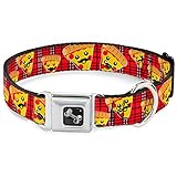 Buckle-Down Seatbelt Buckle Dog Collar - Pizza Man Plaid Red - 1' Wide - Fits 15-26' Neck - Large